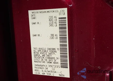 2018 Nissan Maxima 3.5 Sl z USA, uszkodzony, nr VIN 1N4AA6APXJC397335